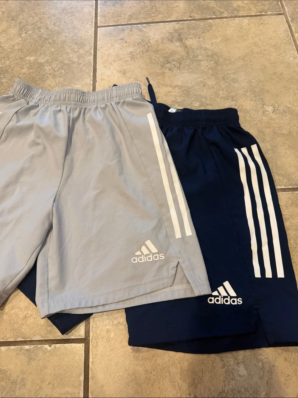 2 pair !! adidas Kids Two-Pack Athletic Shorts — Light Gray & Navy.